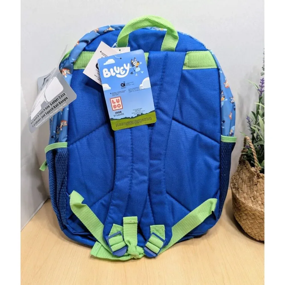 Bluey Backpack Five Piece Set with Insulated Lunch Box and Gadget Case NWT